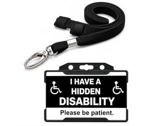 Hidden Disability Awareness Card with Black Lanyard & Holder | I Have a Hidden Disability ID Badge | Waterproof PVC Medical Alert Card | Breakaway Safety Lanyard | Printed in UK | Quantum Leap