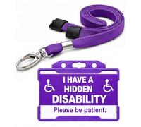 Hidden Disability Awareness Card with Purple Lanyard & Holder | I Have a Hidden Disability ID Badge | Waterproof PVC Medical Alert Card | Breakaway Safety Lanyard | Printed in UK | Quantum Leap