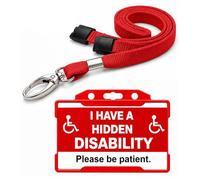 Hidden Disability Awareness Card with Red Lanyard & Holder | I Have a Hidden Disability ID Badge | Waterproof PVC Medical Alert Card | Breakaway Safety Lanyard | Printed in UK | Quantum Leap