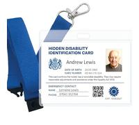 Hidden Disability Emergency Contact Card - Plastic PVC Card with Holder and Lanyard Personalised ID Card with Photo - Custom Identity ID Badge x 1