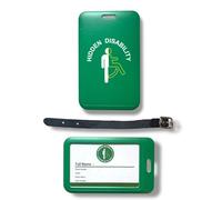 Hidden Disability Luggage Tag with Leather Strap, 3 Spare Inserts, Green (2)