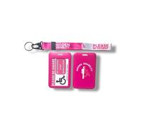 Hidden Disability Medical Alert Tag and Badge Holder Set, Pink, with Pink Hidden Disability Wrist Lanyard, My Scooter is My Wheelchair