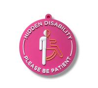 Hidden Disability Visual Awareness Disc Tag, Please Be Patient with Me, Fits Your Existing Lanyard (Pink)