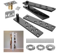 Hidden Door Hinge Pivot Hardware 360 Degree Rotation Murphy Bookcase, Heavy Duty Pivot Hinge Kit for Max 300 lbs, Secret Door Hinges (Black)