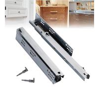 Hidden Drawer Slides 10-22 Inches, 160-550mm Extension Length, 14in 3-Section Rails with Safety Buffer & Anti-Pinch Pressure Design for Smooth Operation