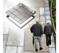 Hidden Driveway Manhole Cover with Base, Drain Recessed Sewage Septic Basin Large for Yard/Streets/Sidewalk, Embedded Man Hole Covers Metal Inspection Lid(LxW 95x40 cm)
