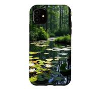 Hidden Forest Pond Water Lily Woodland Landscape Artwork Case for iPhone 11