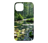Hidden Forest Pond Water Lily Woodland Landscape Artwork Case for iPhone 15 Plus