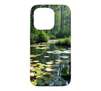 Hidden Forest Pond Water Lily Woodland Landscape Artwork Case for iPhone 15 Pro