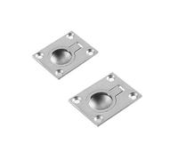 Hidden Furniture Pull Handle, 2" x 1" Stainless Steel Recessed Boat Hatch Latch Cabinet Flush Mount Lifting Pull Ring Handle, Silver - 2 Pack