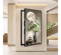 Hidden Fuse Cover Decorative Panel, Breaker Box Wall Art, Openable Electrical Meter Box Artwork, 40x80cm for Home Decor, Gray