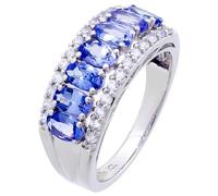 Hidden Gems Jewelry HGJ Sterling Silver Oval Shape Blue Tanzanite with White Zircon Ring Size 5-10, 5, Metal, Tanzanite