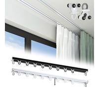Hidden Glide Ceiling Curtain Track Black Aluminum Rail with Pulleys 1m/3.28FT for Curtains Ideal for Bedroom Hospital Living Room Seamless Design