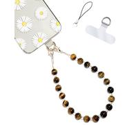 Hidden Hollow Beads Cell phone charm Wrist strap tether tab wristlet anti-drop hands free fits most cases and accessories (Tigers Eye)