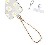 Hidden Hollow Beads Cell phone charm Wrist strap tether tab wristlet anti-drop hands free fits most cases and accessories (Gold Stainless Steel)
