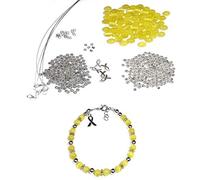 Hidden Hollow Beads DIY Craft Beading Kit, Everything to Make Cancer Awareness Bracelets, Uses Wire, Crimps and Clasps, Fundraising and Gifts (Bladder Cancer Sarcoma - Yellow - Makes 5)