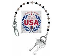 Hidden Hollow Beads Key Keeper 12" Women's Hematite Hand Strap Chain Finder Organizer Wallet Purse Lanyard Holder Anti-Lost, Hematite & Crystal, Swivel Hooks