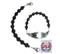 Hidden Hollow Beads Women's Beaded Beads Black Lava Aromatherapy Medical Alert ID Interchangeable Replacement Bracelet, Identification Vital info, 6.5", Beaded, no gemstone