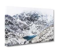 Hidden Lake In Snowdonia North Wales Canvas Print | Gallery Wrapped 30mm Frame Wall Art | 30x20 inches | Ready to Hang | Modern Landscape Picture | Living Room Bedroom Lounge Office