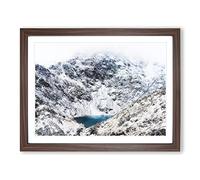 Hidden Lake In Snowdonia North Wales Framed Wall Art Print A4 Walnut