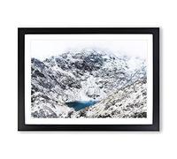 Hidden Lake in Snowdonia North Wales Painting Framed Print | A2 Black Framed Wall Art | Ready to Hang | Modern Landscape Picture | Living Room Bedroom Lounge Office