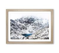 Hidden Lake in Snowdonia North Wales Painting Framed Print | A2 Oak Framed Wall Art | Ready to Hang | Modern Landscape Picture | Living Room Bedroom Lounge Office