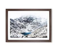 Hidden Lake in Snowdonia North Wales Painting Framed Print | A2 Walnut Framed Wall Art | Ready to Hang | Modern Landscape Picture | Living Room Bedroom Lounge Office