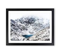 Hidden Lake In Snowdonia North Wales Painting Modern Art Framed Print | A4 Black Framed Wall Art | Ready to Hang | Modern Landscape Picture | Living Room Bedroom Lounge Office