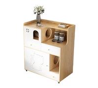 Hidden Litter Box Furniture with Storage Drawer, Litter Box Cabinet with Top storage shelf, Anti-Sand Trapping System, Silent Wheels, Thickened Solid Wood Panel(A-2)