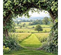 Hidden Meadow Garden Mural Curtain Countryside Wall Art, Outdoor Fence Panel, Decorative Tapestry, Rural Home Decor, Landscape Pathway Design, Nature Backdrop, Scenic Garden Wall Hanging