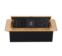 Hidden Multifunctional Power Desktop Socket, Pop-Up Conference Table Socket with Universal Serial Bus, Floor/Desktop Installation,Gold