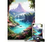 Hidden Oasis Island River Adult Jigsaw Puzzles1000 Pieces Cognitive Boost Fine Thick Family Bond Santa Present (38x52cm)