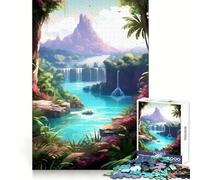 Hidden Oasis Island River Jigsaws 1000 Pieces for Teenagers Recall Boost Bright Color Pattern Build Christmas Surprise (50x75cm)