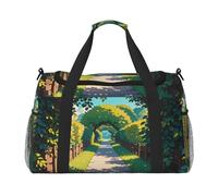 Hidden Pathways Print Travel Duffel Bag for Men & Women, Foldable Travel Bags and Spacious Weekender Tote Bag for Storage Toiletry Luggage Personal Item, Black, L