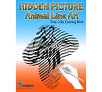Hidden Picture Animal Line Art: One Color Coloring Book