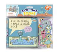 Hidden Pigeon Company Mo Willems Bath Time Books - Activity Books for kids, Bath book, 6 Padded suction cups, 1 Mesh bag