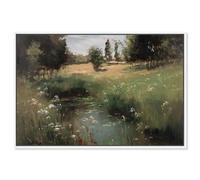 Hidden Pond Spot Canvas Print Vintage Decor by Art Remedy, White Frame, 15 x 10