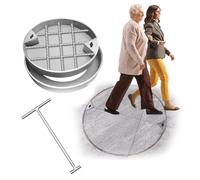 Hidden Round Manhole Cover & Frame, Replacement for Sewage, Inground Installation, Decorative Stainless Steel Septic Tank Lid, Strong and Reliable Access Solution.