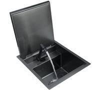 Hidden RV Bar Sink, Small Stainless Steel Kitchen Sink Workstation with Folding Faucet, Cover, Drain Pipe & Strainer Full Set(36 * 42cm)