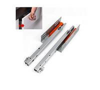 Hidden Slide Drawer Slide Runners Rebound Press Push to Open Undermount Drawer Slides 400mm 450mm 500mm 2-fold Half Extention Ball Bearing Drawer Drawer Slide Runners Roller 50kg 1 Pair (Color : Silv