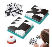 Hidden Square Building Blocks - Children's Spatial Reasoning Training Toy, Quick Thinking Board Game for Battle with Bell and 40 Cards, 26x26cm Educational Puzzle Set for Kids Shield