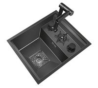 Hidden Stainless Steel Small Sink for RV Bar & Kitchen Lifting Faucet Cover Siphon Outdoor Vegetable & Hand Washing Basin for Coffee Shop Restaurant Balcony