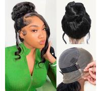 Hidden Strap Drawstring Wig 360 Lace Front Wigs Human Hair Wig Pre Plucked Pre Cut, 200 Density Glueless Body Wave Frontal 360 Full Lace Human Hair Wigs, HD Lace Front Wigs 16 Inch