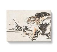 Hidden Tiger By Kawanabe Kyosai Asian Japanese Canvas Wall Art Print Ready to Hang, Framed Picture for Living Room Bedroom Home Office Décor, 60x40 cm (24x16 Inch)