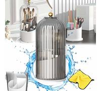 Hidden Toothbrush Holder with Sliding Cover, Concealed Toothbrush Holder, Covered Toothbrush Holders For Bathrooms, Make Up Brush Holder Organizer, 360 Rotating Waterproof Toothpaste Holder (Black)