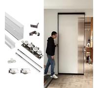 Hidden Track Sliding Barn Door Hardware SetSoft Close Floating Door System for 22" to 76" Ghost Doors Ideal for Interior & SpaceSaving Solutions (89.8" Track)