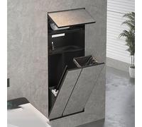 Hidden Trash Bin Cabinet with Toilet Paper Holder - Recessed Wall-Mounted Waste Bin for Bathroom Office Home & Hotel