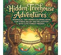 Hidden Treehouse Adventures: Whimsical Tiny Homes Coloring Book for Adults: Cozy Forest Escapes with Multi-Level Treehouses and Cute Woodland Friends for Stress Relief