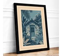 Hidden Tropical Sanctuary Coastal Framed Wall Art Print A1 (84.1×59.4cm) Black, Wall Decor for Living Room, Bedroom, Office & Home, Ready to Hang, Art Gift