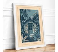 Hidden Tropical Sanctuary Coastal Framed Wall Art Print A3 (42×29.7cm) White, Wall Decor for Living Room, Bedroom, Office & Home, Ready to Hang, Art Gift